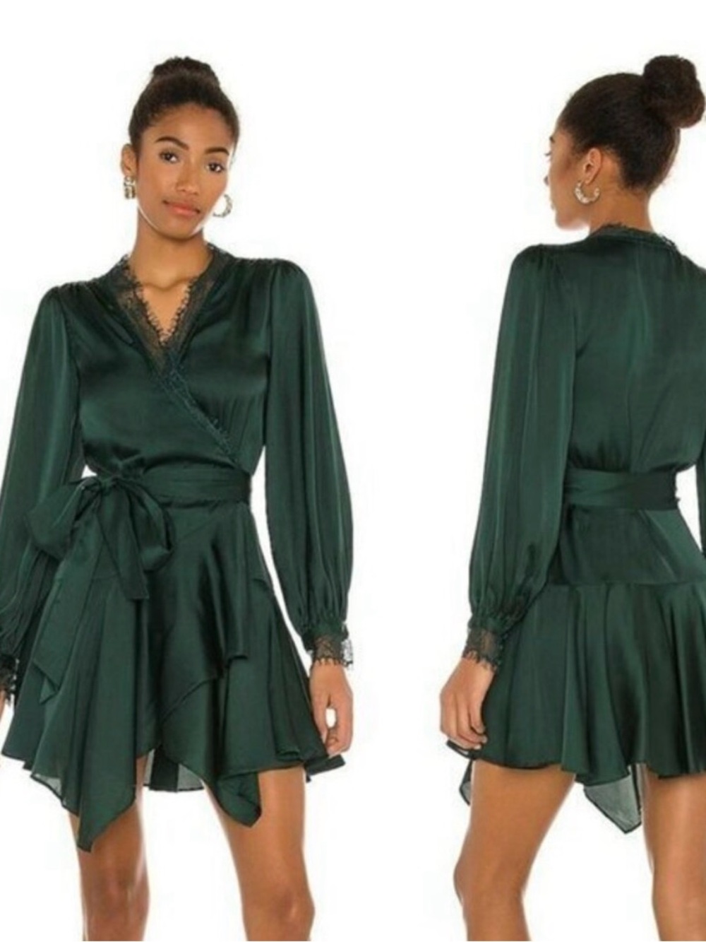 Lovers + Friends Nadeen Mini Dress Emerald Green Size Small